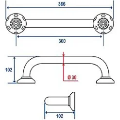 Godonnier Barre de redressement en laiton chromé 30 cm