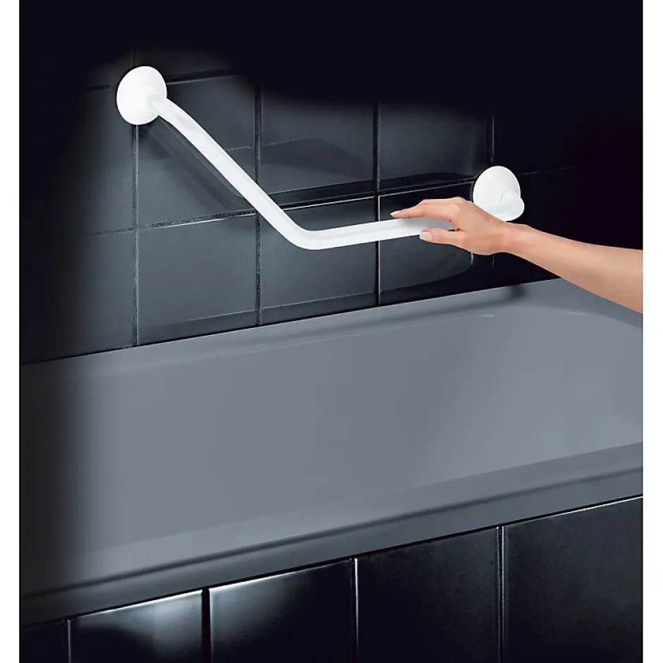 Spirella Barre de redressement ou d'appui coudée ECO Acier Inox 71cm Blanc