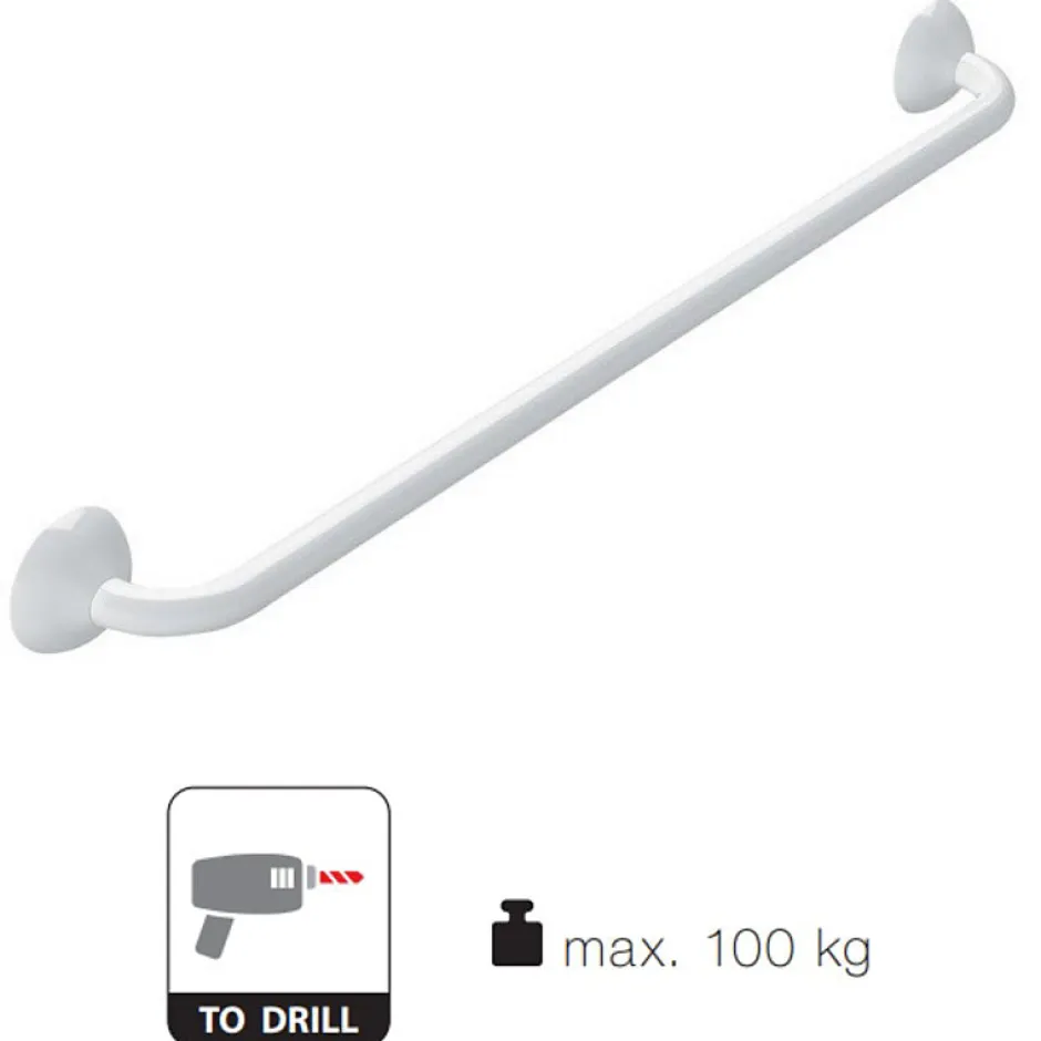 Spirella Barre de redressement ou d'appui ECO Acier Inox 30cm Blanc