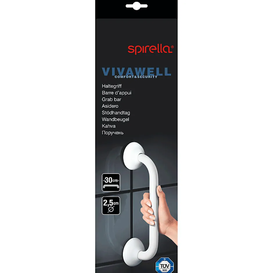 Spirella Barre de redressement ou d'appui ECO Acier Inox 30cm Blanc