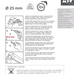MSV Barre de redressement ou d'appui Acier 60cm Chromé