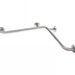 Sanindusa Barre de relèvement en angle coudée à 90 PMR normes handicapé NewWCCare inox brossé
