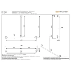 Sanindusa Barre de relèvement et appui droite en T horizontal 1 remontée PMR normes handicapé NewWCCare inox brossé* Barre D'Appui