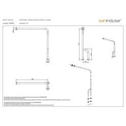 Sanindusa Barre de relèvement et appui WC 2 fixations au sol 1 fixation murale PMR normes handicapé NewWCCare blanche