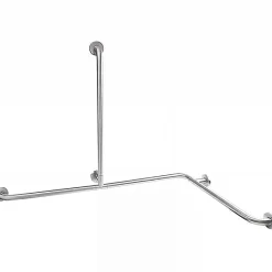 Sanindusa Barre de relèvement et appui en angle horizontal 1 remontée PMR normes handicapé NewWCCare inox brossé
