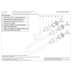 Sanindusa Barre de relèvement et appui en U avec renfort latéral à gauche PMR normes handicapé NewWCCare 60 inox brossé