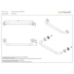 Sanindusa Barre de relèvement et appui murale PMR normes handicapé WcCare 90 blanc