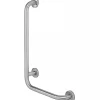 Sanindusa Barre de relèvement et appui en angle à gauche coudée à 90 PMR normes handicapé NewWCCare inox brossé