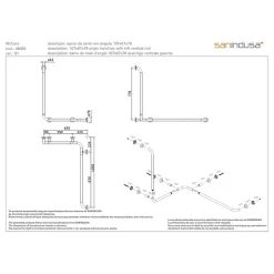 Sanindusa Barre de relèvement et appui coudée à 90 en angle à gauche coudée à 90 PMR normes handicapé NewWCCare blanche* Barre D'Appui