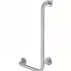 Sanindusa Barre de relèvement et appui en angle à droite coudée à 90 PMR normes handicapé NewWCCare inox brossé