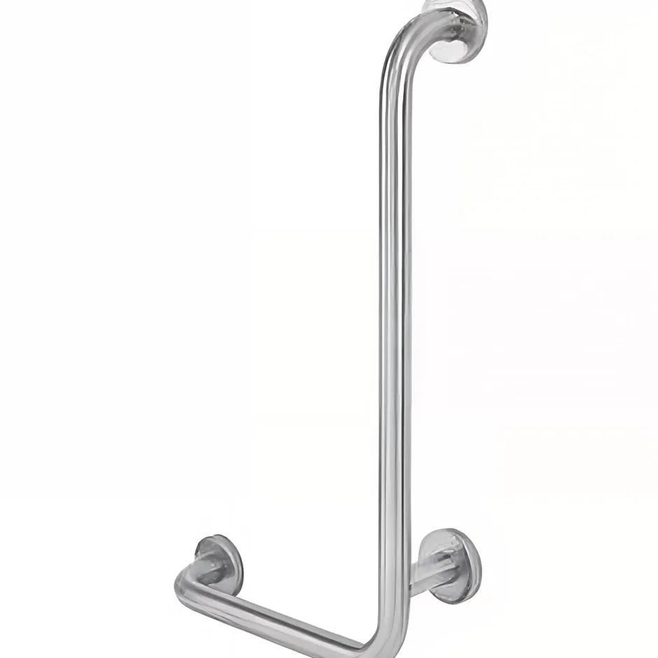 Sanindusa Barre de relèvement et appui en angle à droite coudée à 90 PMR normes handicapé NewWCCare inox brossé