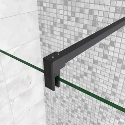 AICA Sanitaire Barre de stabilisation douche 90 cm alu noir - Verre 6-10 mm
