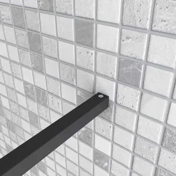 AICA Sanitaire Barre de stabilisation douche 90 cm alu noir - Verre 6-10 mm