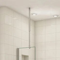 AICA Sanitaire Barre de stabilisation et fixation plafond pour paroi de douche - L 90-150cm - alu chrome - pour des verres de 6-10 mm