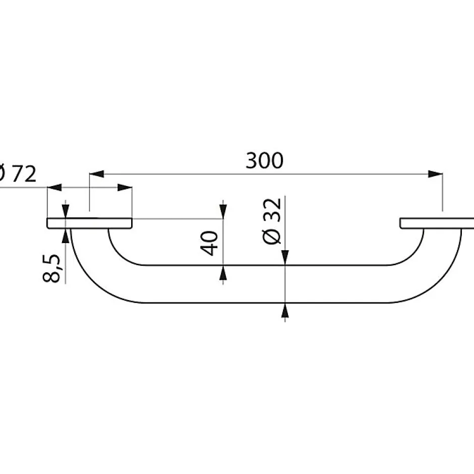 Delabie Barre droite blanche - Diamètre 32 mm - entraxe 300 mm - Basic -