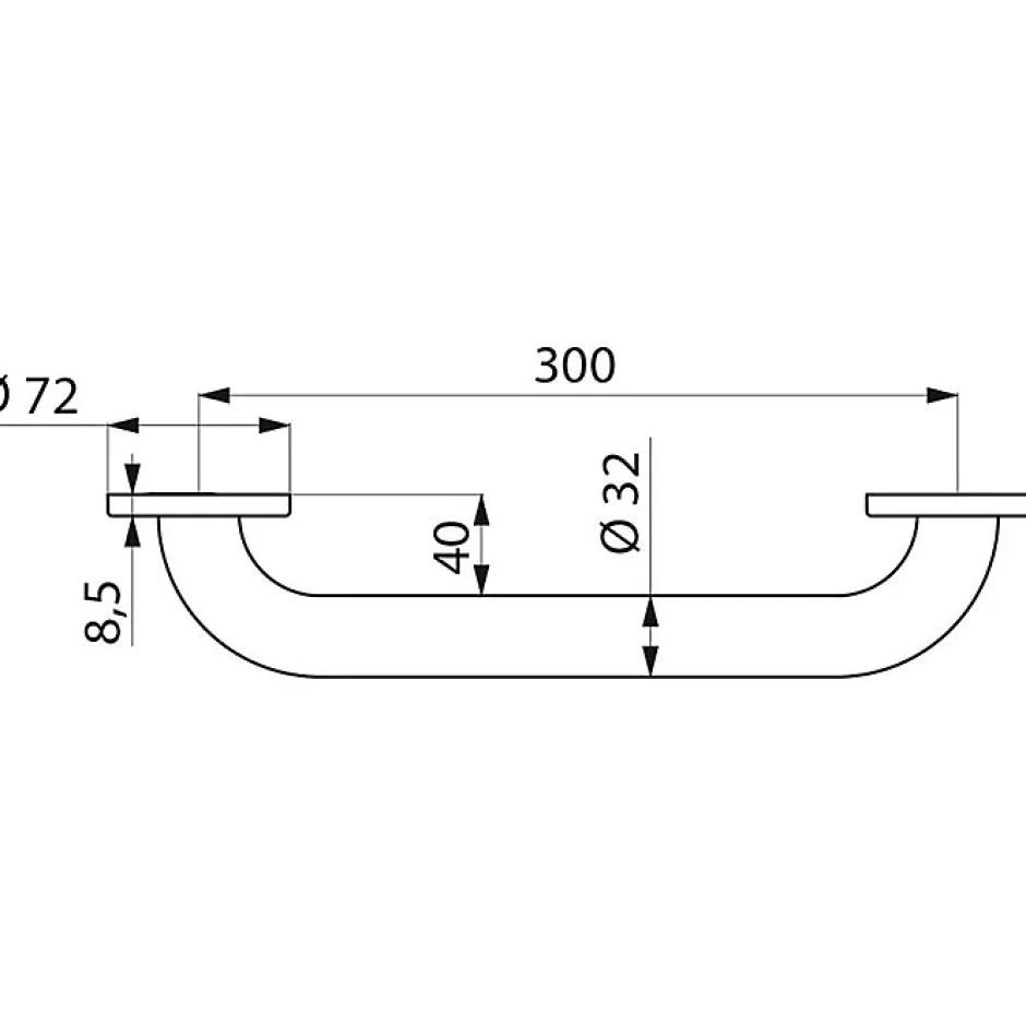 Delabie Barre droite chromée - Diamètre 32 mm - entraxe 300 mm -* Barre D'Appui