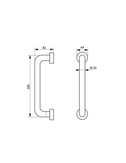 Thirard Barre droite de maintien, inox 304, longueur 350mm, diamètre 32mm, finition inox brossé -