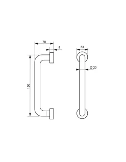 Thirard Barre droite de maintien, inox 304, longueur 150mm, diamètre 19mm, finition inox brossé -* Barre D'Appui
