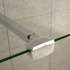 AICA Sanitaire Barre stabilisatrice 90 cm alu chrome - Verre 6-10 mm avec pince renforcée* Pommeau De Douche, Flexible Et Barre De Douche