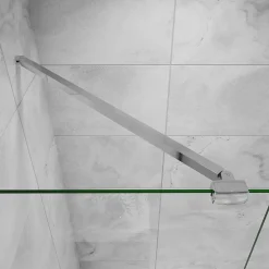AICA Sanitaire Barre stabilisatrice 90 cm alu chrome - Verre 6-10 mm avec pince renforcée* Pommeau De Douche, Flexible Et Barre De Douche