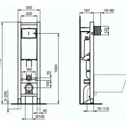 Ideal Standard Bati-support autoportant gain de place éco certifié NF + plaque carrée