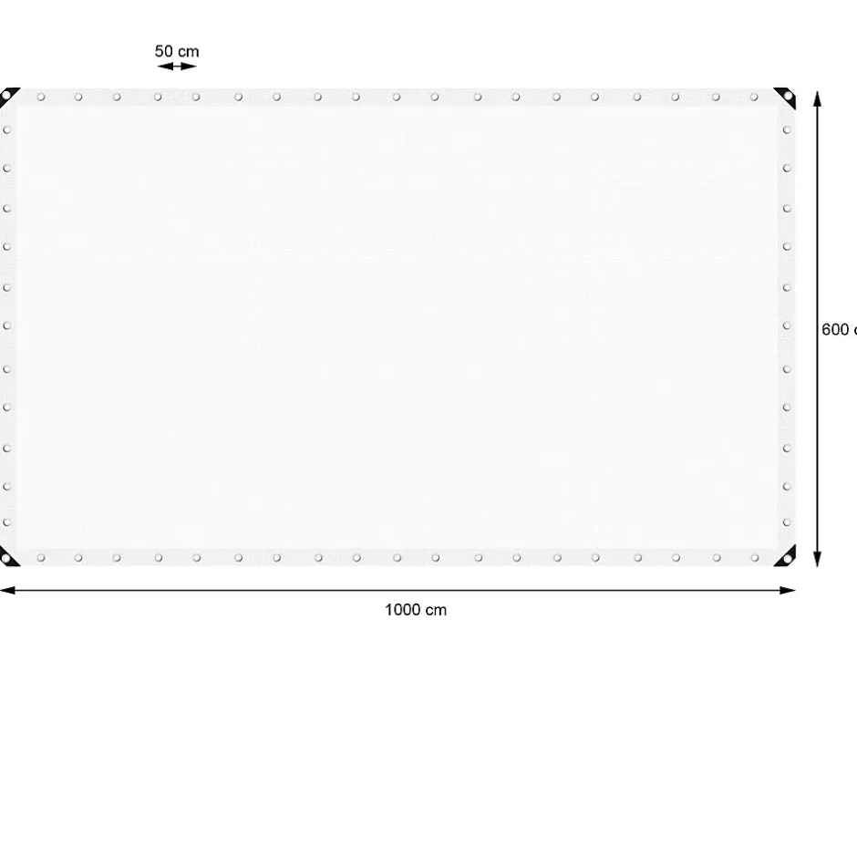 ECD Germany Bâche de couverture étanche protection en PE avec oeillets 6x10 m 260g/m² blanc