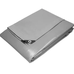 ECD Germany Bâche de couverture étanche protection en PE avec oeillets 1,5x6 m 260 g/m² gris* Etendoir À Linge
