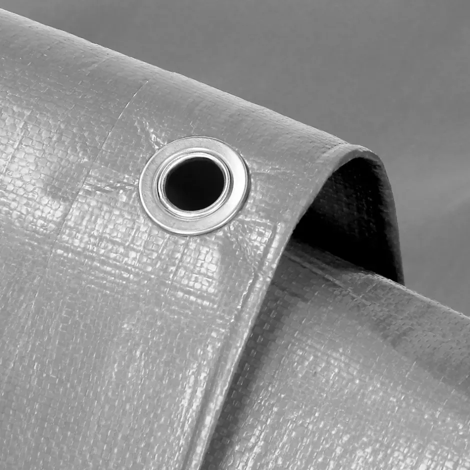 ECD Germany Bâche de couverture étanche protection en PE avec oeillets 6x8 m 260 g/m² gris* Etendoir À Linge