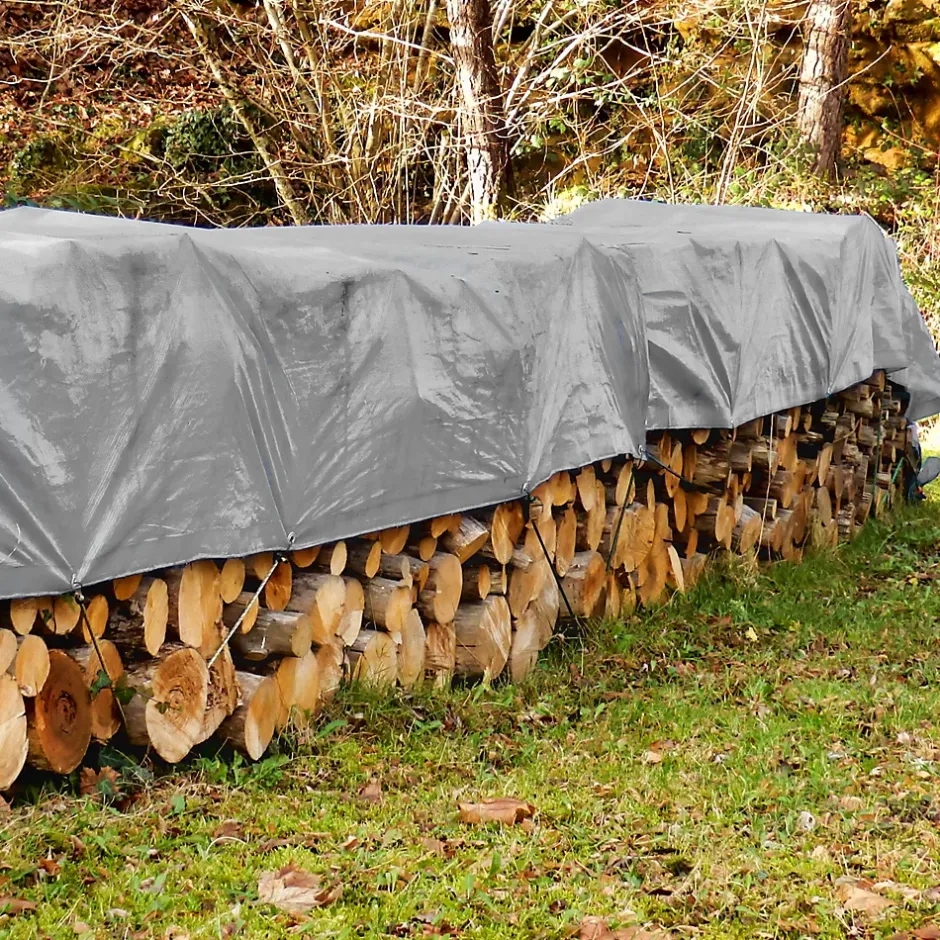 ECD Germany Bâche de couverture étanche protection en PE avec oeillets 1,5x12m 260 g/m² gris