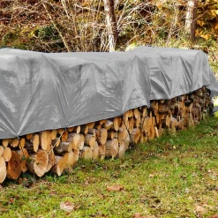 ECD Germany Bâche de couverture étanche protection en PE avec oeillets 1,5x12m 180 g/m² gris* Etendoir À Linge