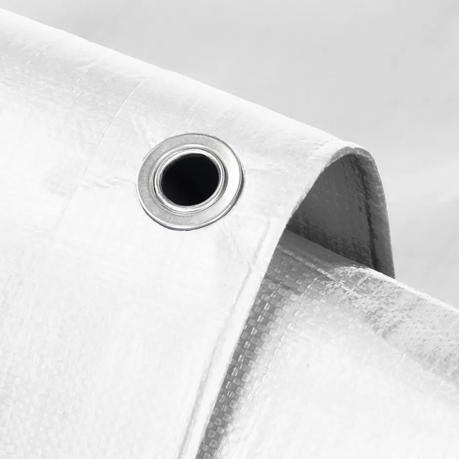 ECD Germany Bâche de couverture étanche protection en PE avec oeillets 1,5x6 m 260g/m² blanc