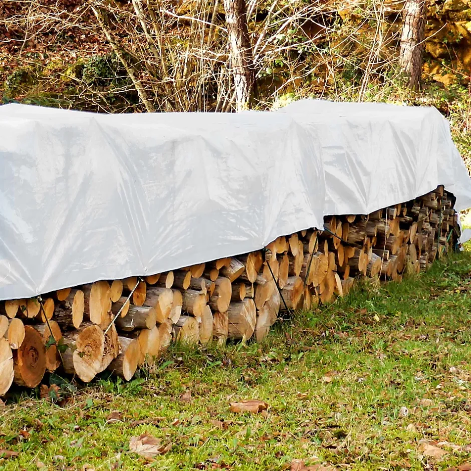 ECD Germany Bâche de couverture étanche protection en PE avec oeillets 1,5x6 m 260g/m² blanc