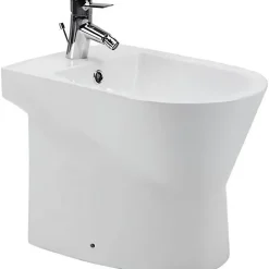 Sanindusa Bidet à poser au sol céramique traditionnelle UrbY 55x35 blanc (robinet et vidage non inclus)