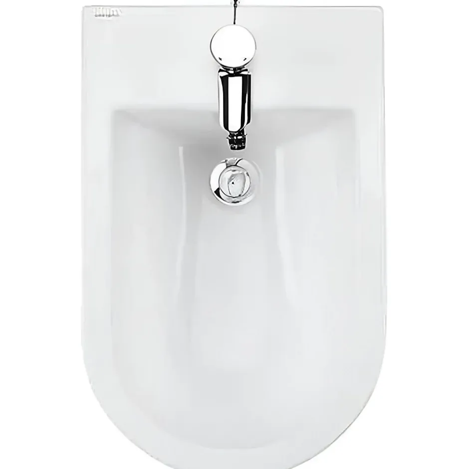 Sanindusa Bidet à poser au sol céramique traditionnelle UrbY 55x35 blanc (robinet et vidage non inclus)