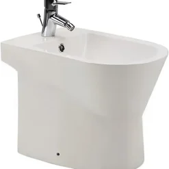 Sanindusa Bidet à poser au sol céramique traditionnelle UrbY 55x35 blanc (robinet et vidage non inclus)