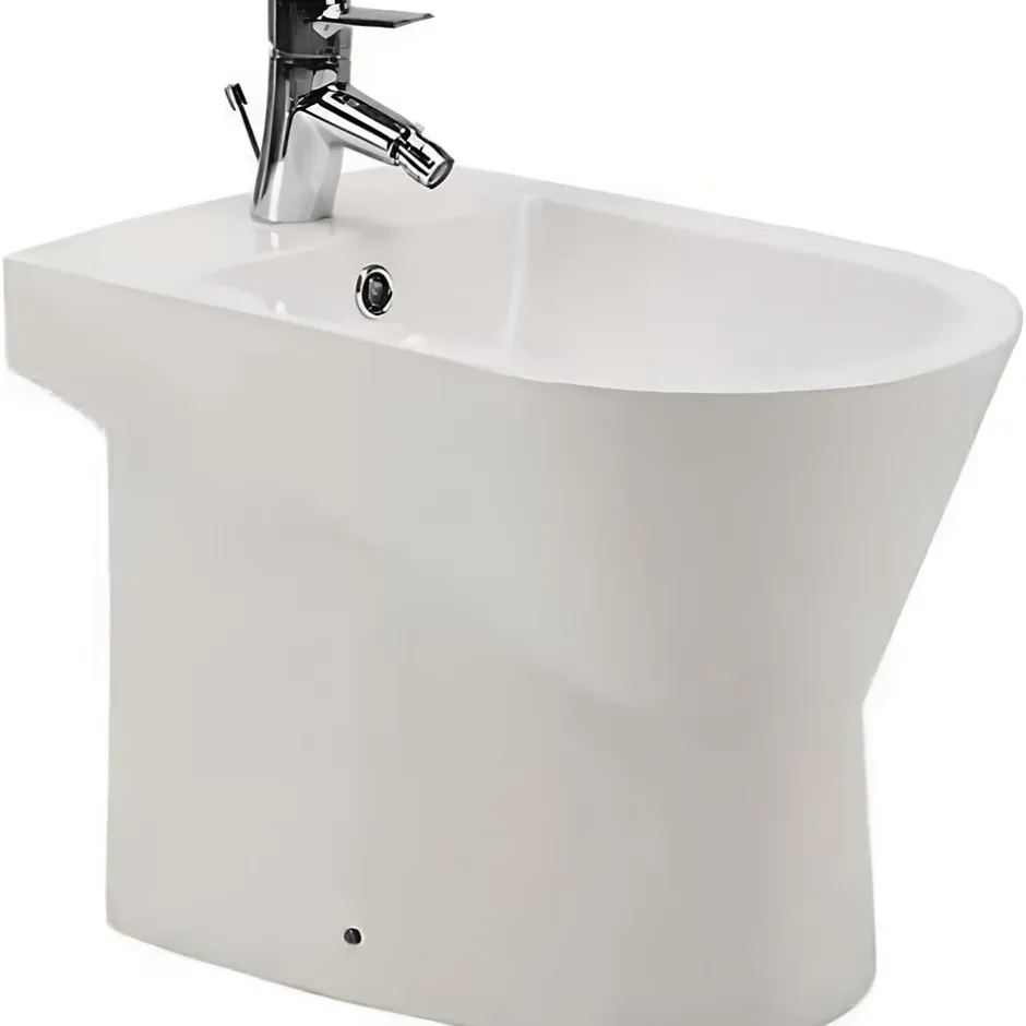 Sanindusa Bidet à poser au sol céramique traditionnelle UrbY 55x35 blanc (robinet et vidage non inclus)
