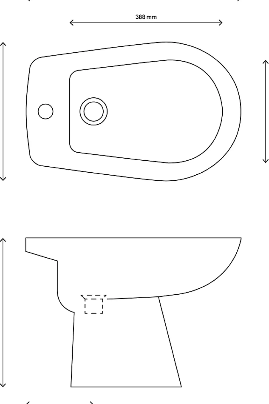 GoodHome Bidet à poser, H.38 x l.35,5 cm, blanc, Baciu* Bidet