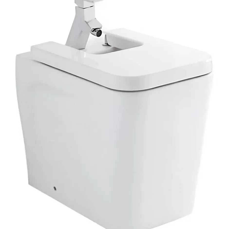 Sanindusa Bidet céramique Advance a poser au sol avec trous pour abattant blanc (abattant, robinet et vidage non inclus)* Bidet