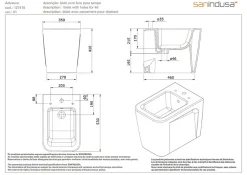 Sanindusa Bidet céramique Advance a poser au sol avec trous pour abattant blanc (abattant, robinet et vidage non inclus)* Bidet