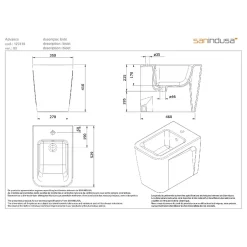 Sanindusa Bidet céramique traditionnelle a poser au sol Advance blanc (robinet et vidage non inclus)* Bidet