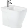 Sanindusa Bidet céramique traditionnelle Look a poser au sol avec trou passage flexible blanc* Bidet