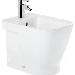 Sanindusa Bidet céramique traditionnelle Look a poser au sol avec trou passage flexible blanc* Bidet