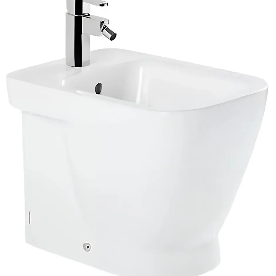 Sanindusa Bidet céramique traditionnelle Look a poser au sol avec trou passage flexible blanc* Bidet