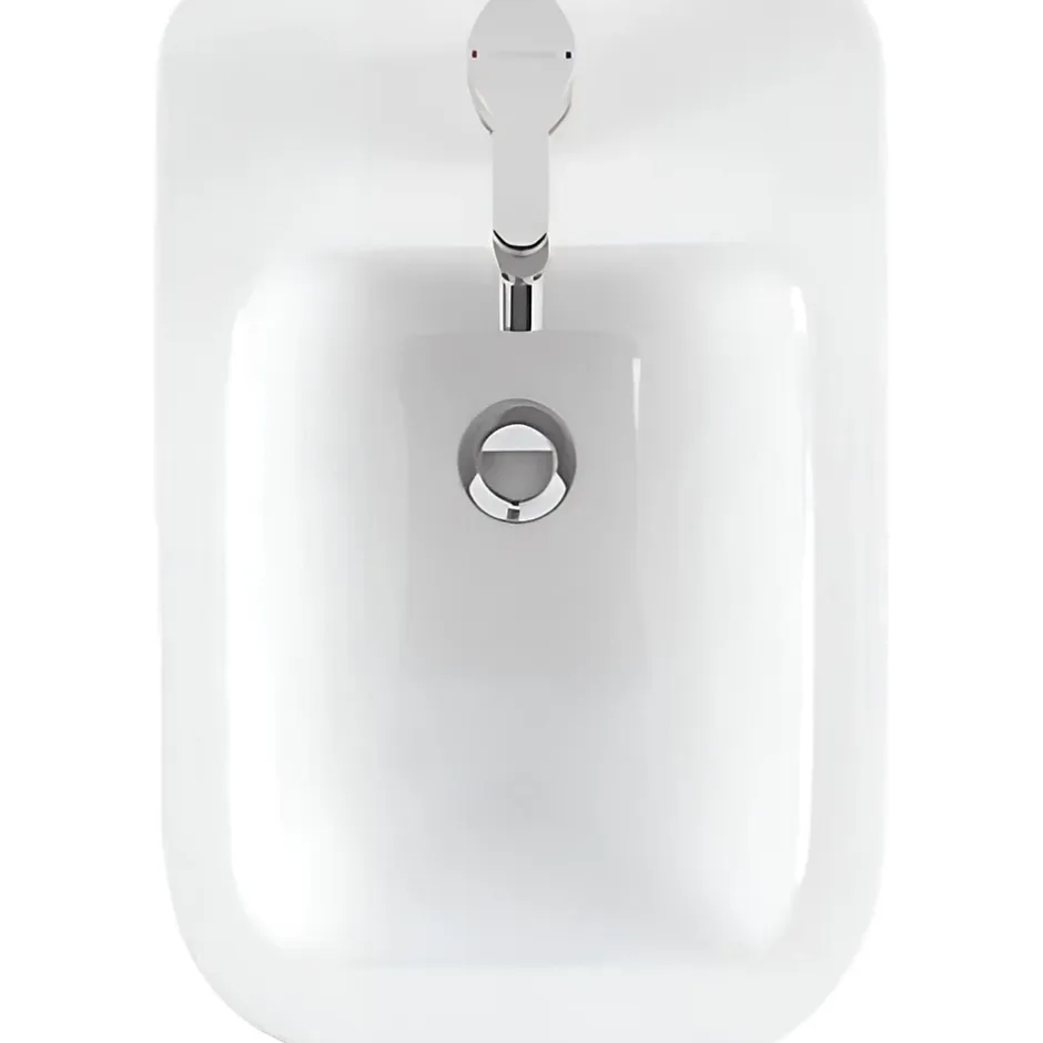Sanindusa Bidet céramique traditionnelle Look a poser au sol avec trou passage flexible blanc* Bidet