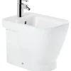 Sanindusa Bidet céramique traditionnelle Look avec trous pour abattant blanc (abattant, robinet et vidage non inclus)