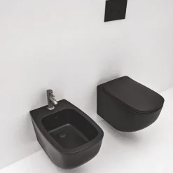 Kiamami Valentina Bidet Et Toilettes Suspendus En Céramique Noir Mat Mozart