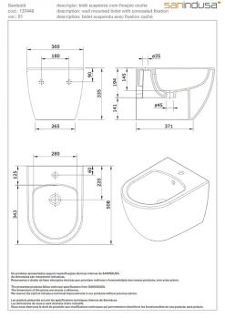 Sanindusa Bidet suspendu céramique traditionnelle Sanibold 50 fixation cachée blanc mat