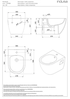 Sanindusa Bidet suspendu céramique traditionnelle Sanibold 50 blanc* Bidet