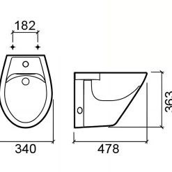 Sanindusa Bidet suspendu céramique traditionnelle Cetus 48 blanc