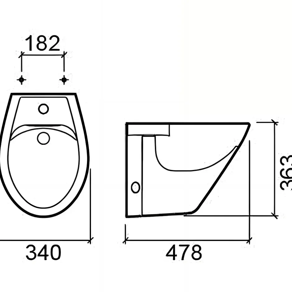 Sanindusa Bidet suspendu céramique traditionnelle Cetus 48 blanc